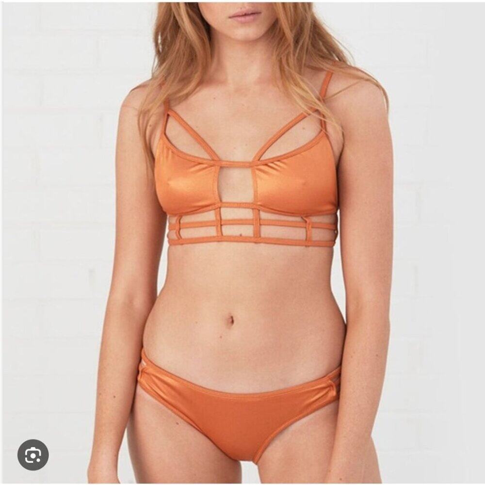 One Teaspoon Eagle Shadows Strappy Bikini Swimsuit Size XXS Copper